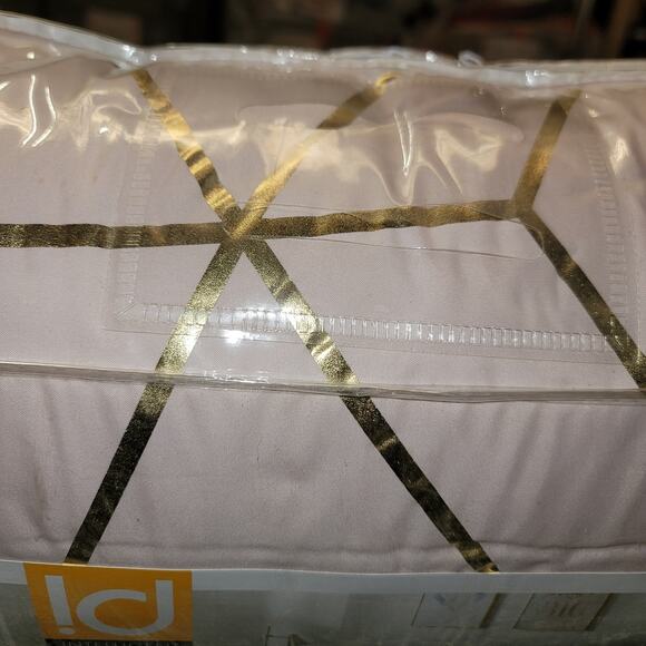 Intelligent Design Khloe Metallic Printed Set QUEEN Pink Gold comforter shams - Picture 8 of 9